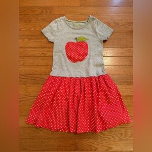 Mini Boden Red and White Polka Dot Apple Back to School Dress